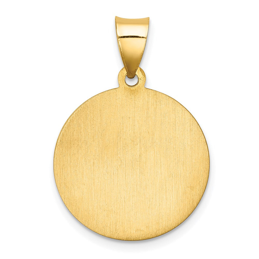 14k Polished and Satin St Florian Medal Hollow Pendant
