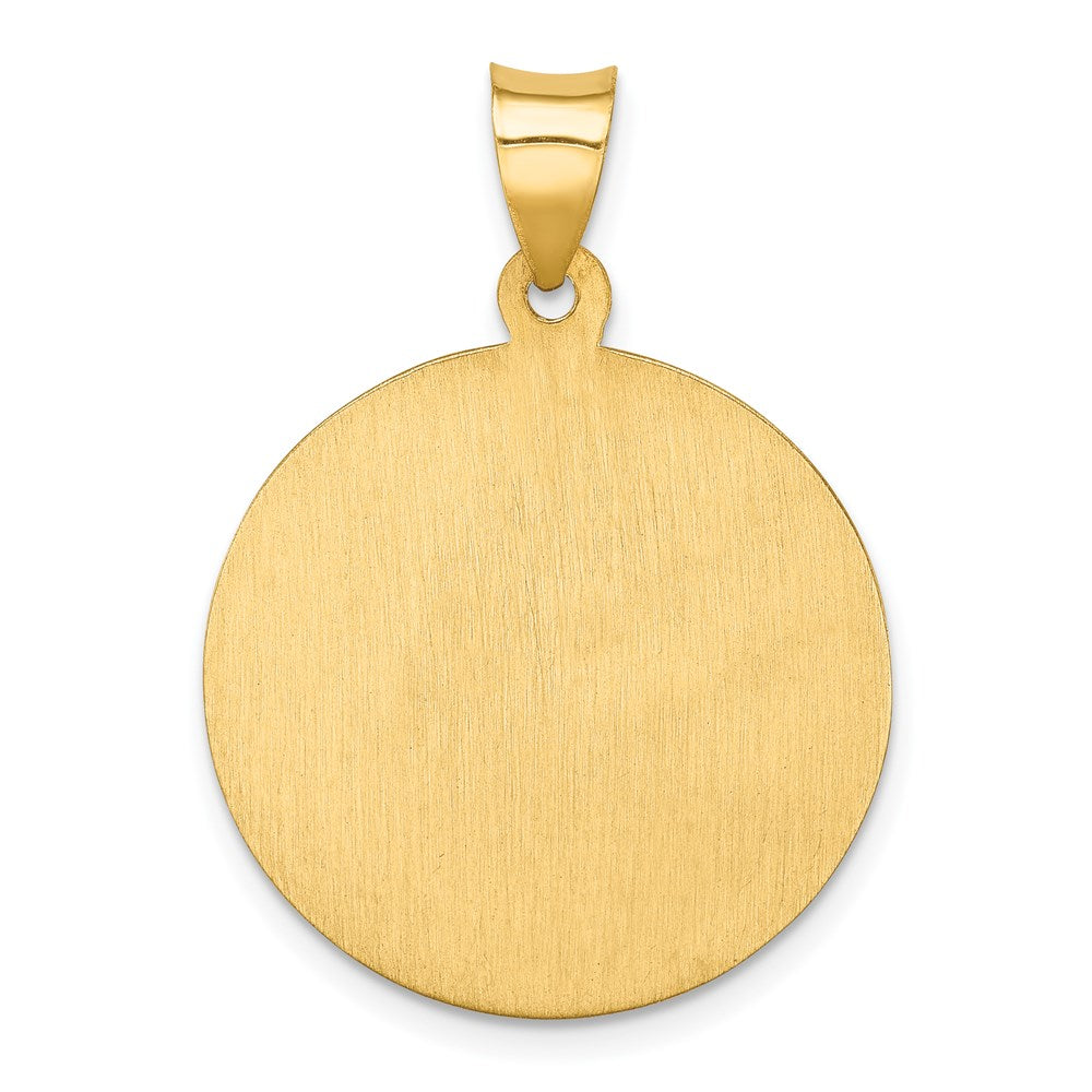 14k Polished and Satin St Florian Medal Hollow Pendant