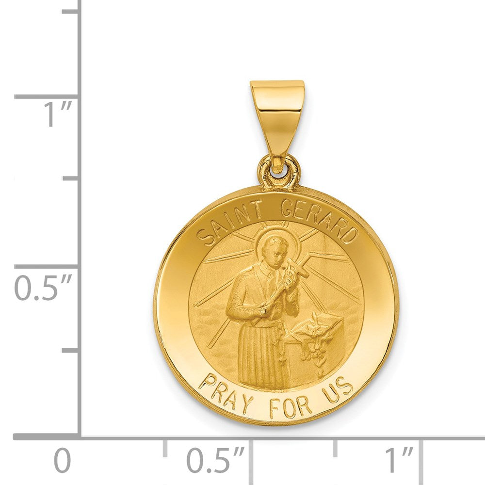 14k Polished and Satin St Gerard Medal Hollow Pendant
