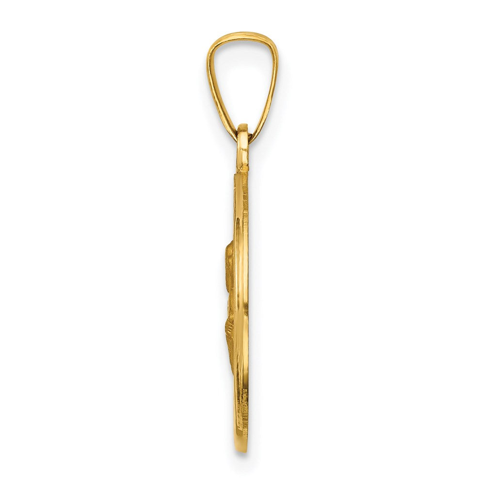 14k Polished and Satin St Peter Medal Hollow Pendant
