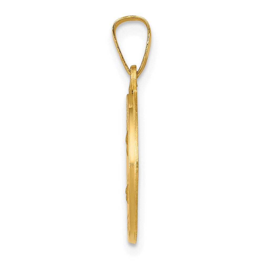 14k Polished and Satin St Theresa Medal Hollow Pendant