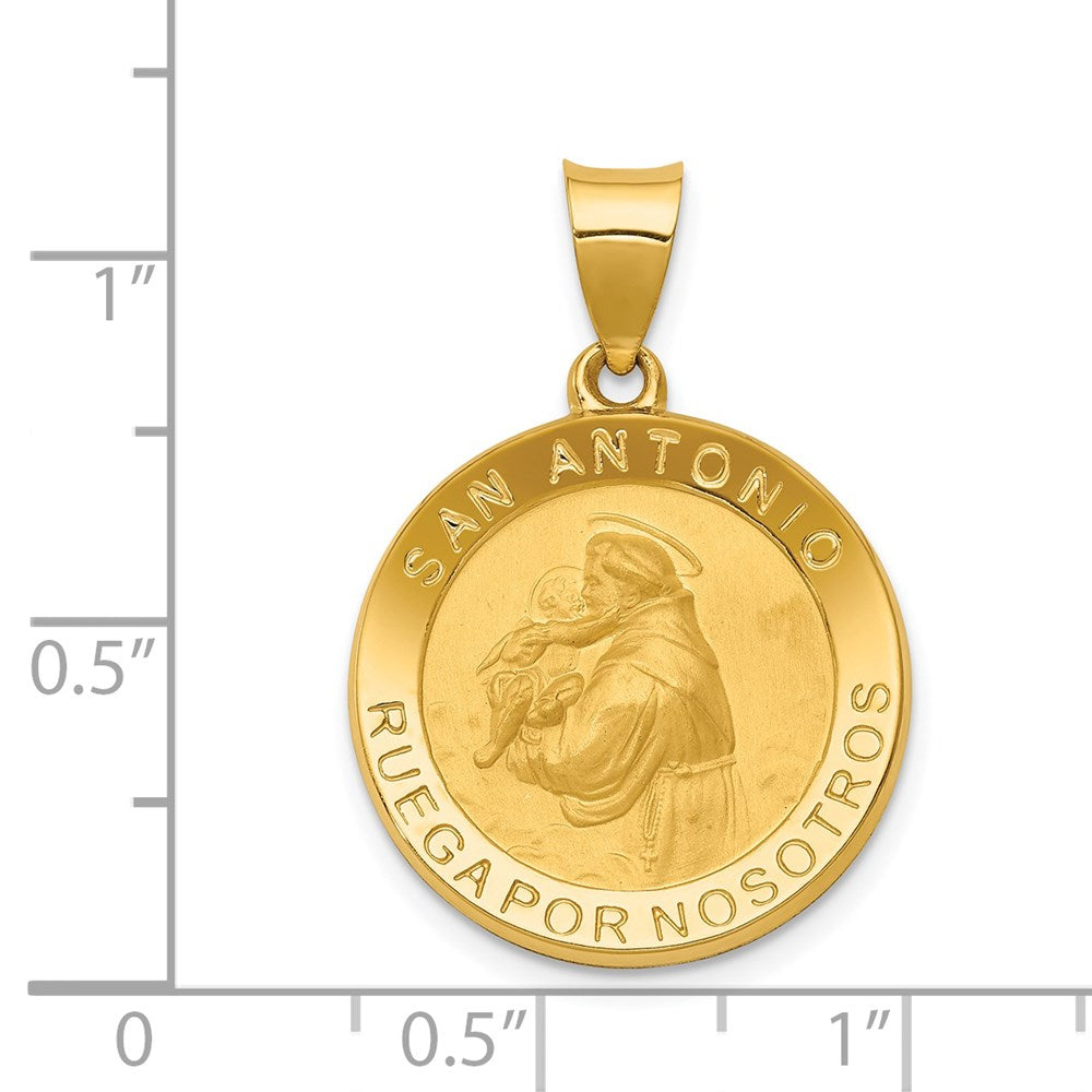 14K Polished/Satin Hollow Spanish St. Anthony Medal Pendant