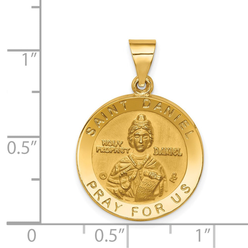 14K Polished/Satin St. Daniel Hollow Medal Pendant