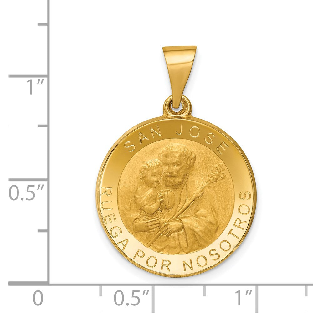 14K Polished/Satin Hollow Spanish San Jose Medal Pendant