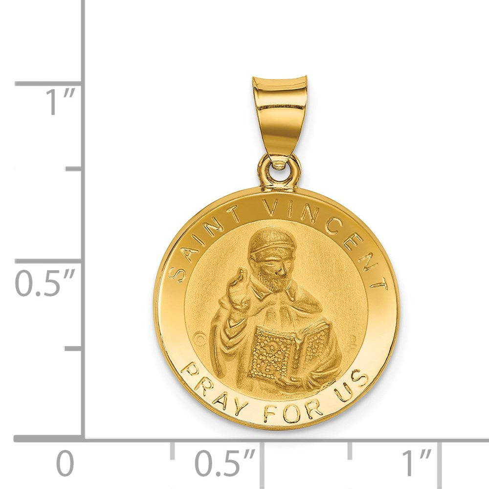 14K Polished / Satin St. Vincent Hollow Medal Pendant