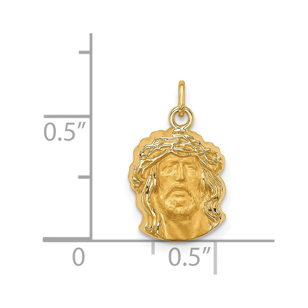 14k Hollow Polished/Satin Small Jesus Medal