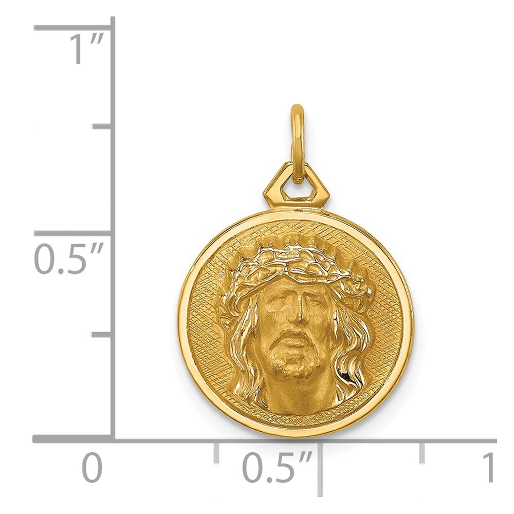 14k Polished/Satin Small Round Jesus Medal