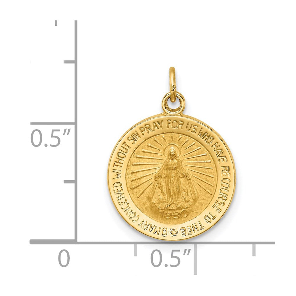 14k Solid Polished/Satin Round Miraculous Medal