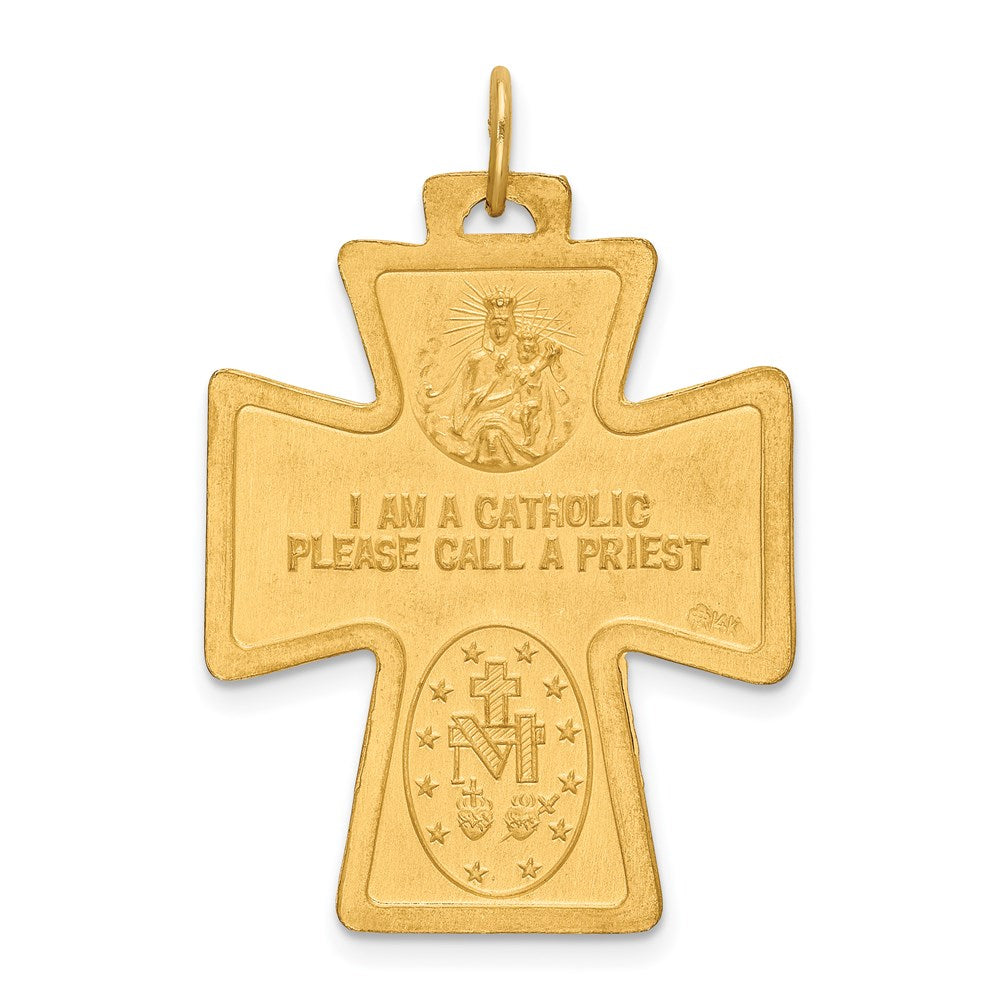 14k Solid Polished/Satin Large 4-Way Medal Cross