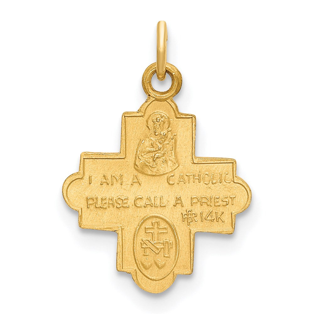14k Solid Satin Small 4-Way Medal