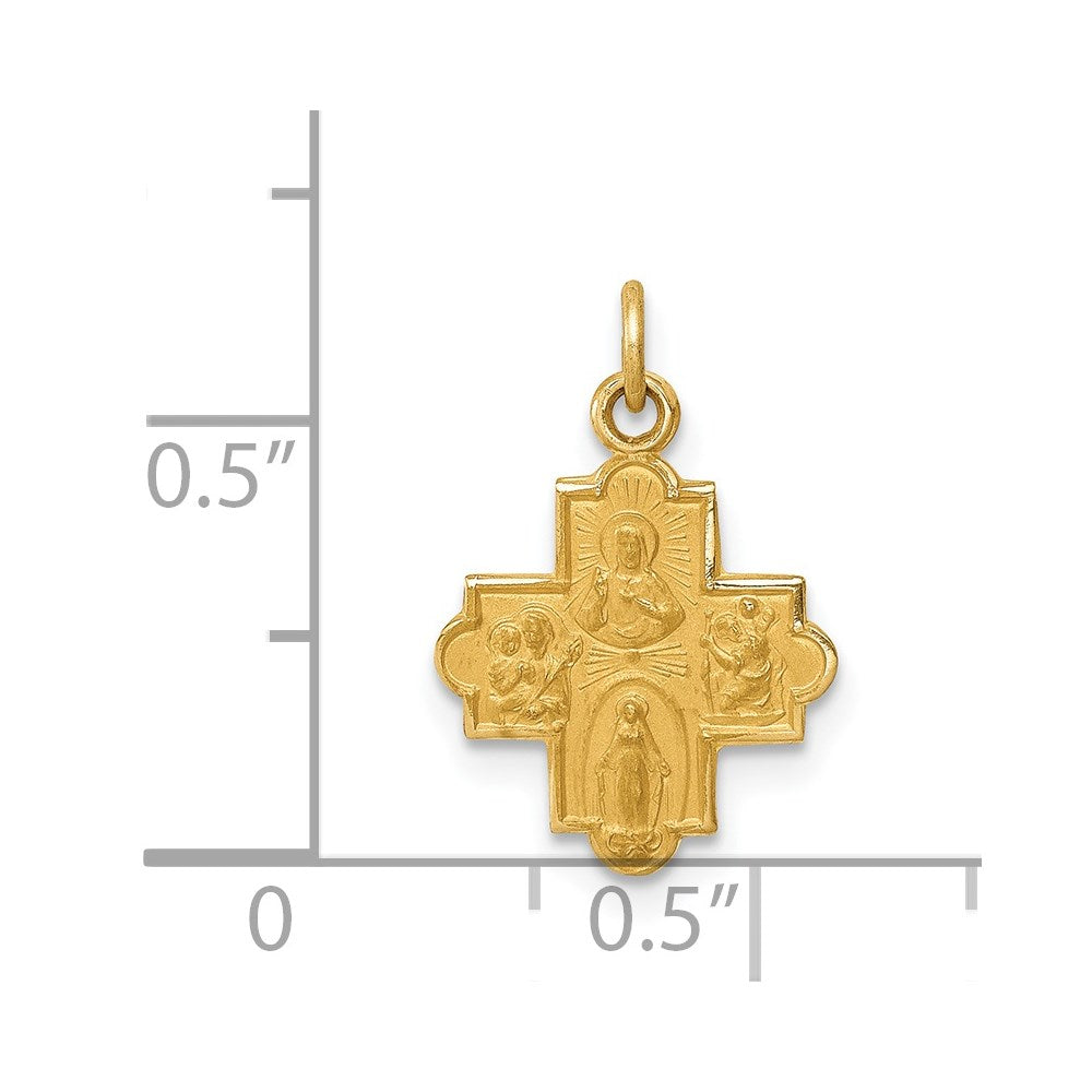 14k Solid Satin Small 4-Way Medal