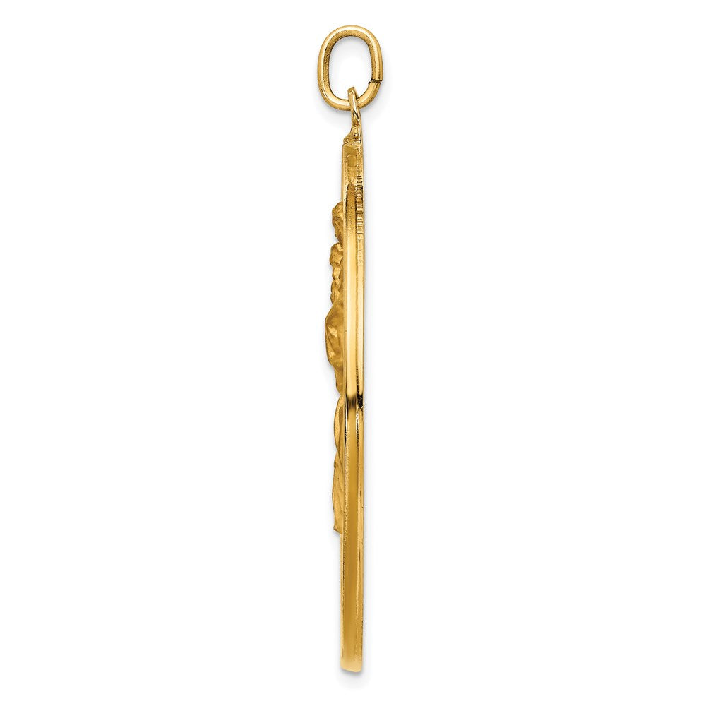 14k Solid Polished/Satin Extra Large Cut-out St. Christopher Medal