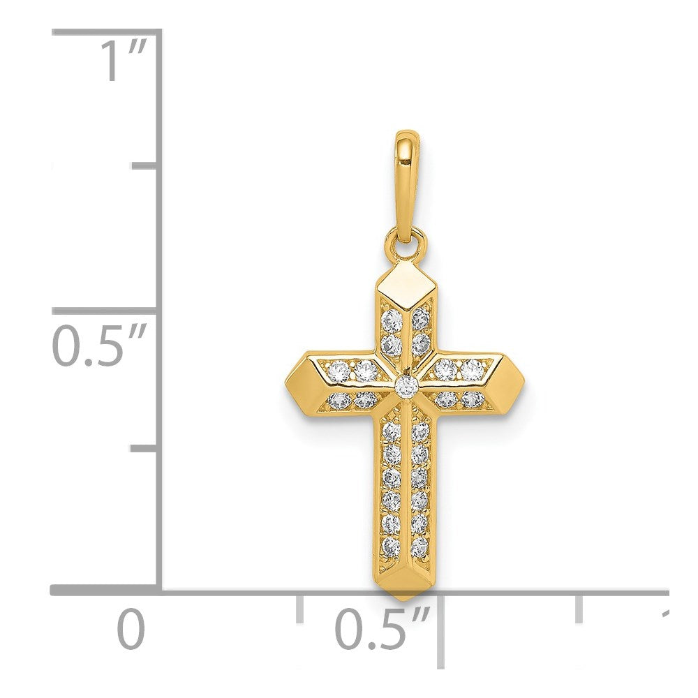 14K Cross CZ Pendant