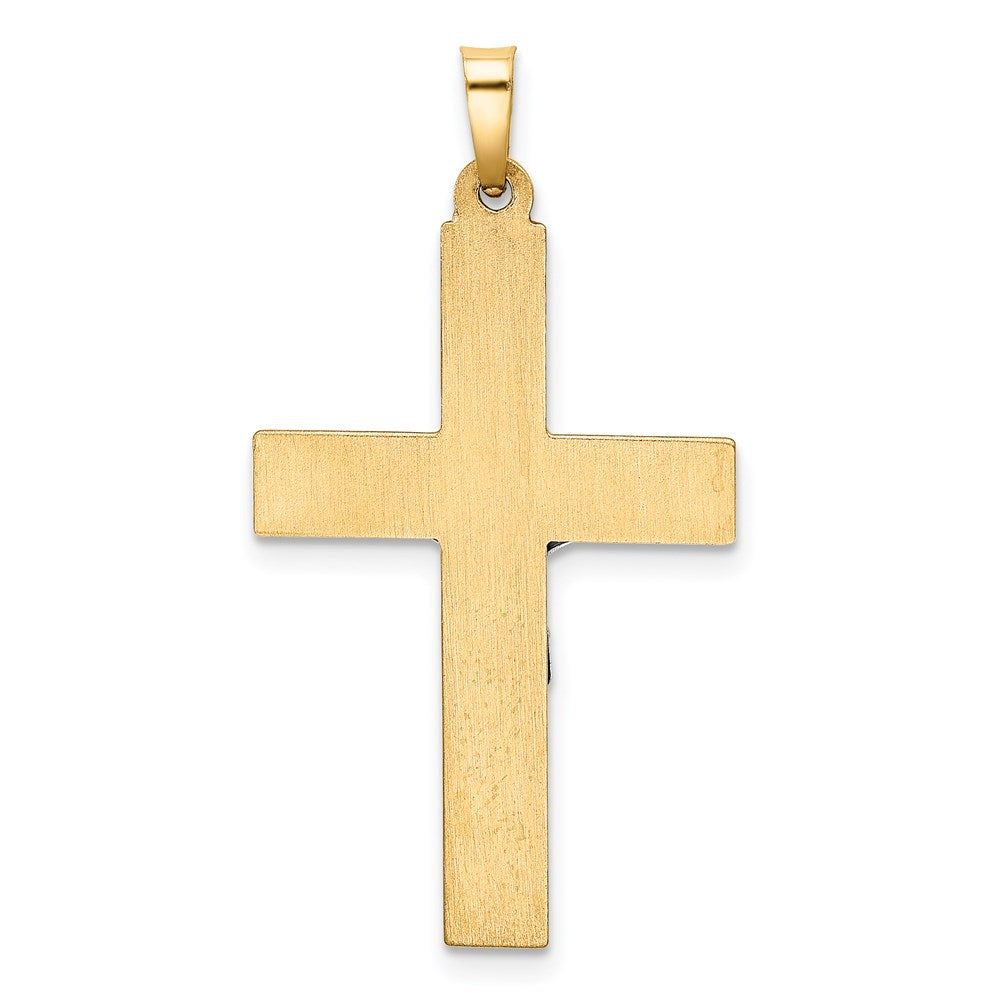 14k Two-tone Hollow Polished Textured Latin Crucifix