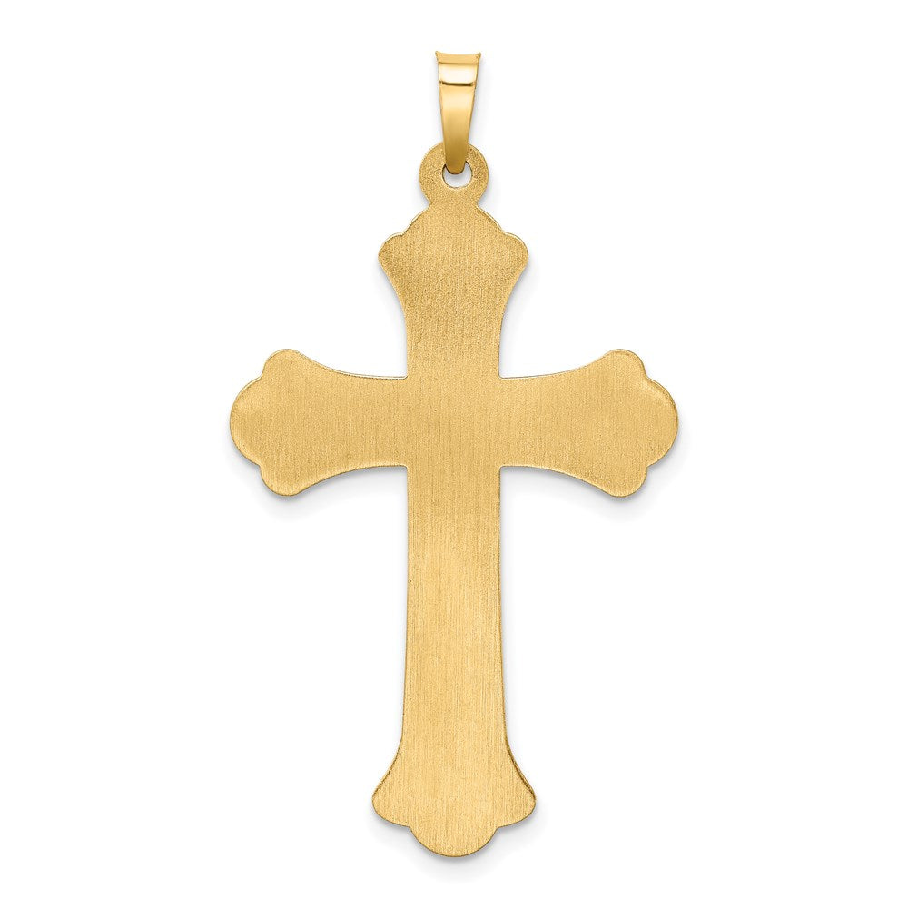 14k Two-tone Hollow Polished Woven Fleur de Lis Crucifix