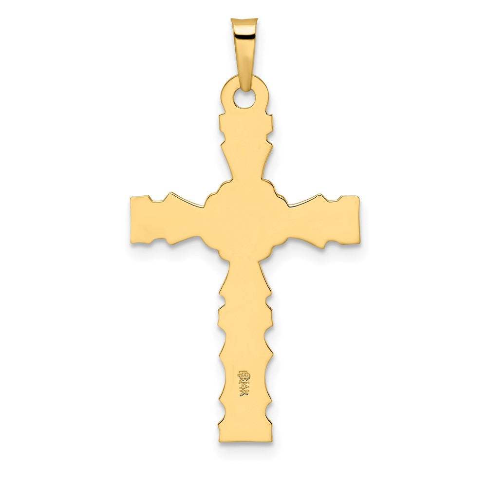 14k Polished Solid Floral Center Cross Pendant