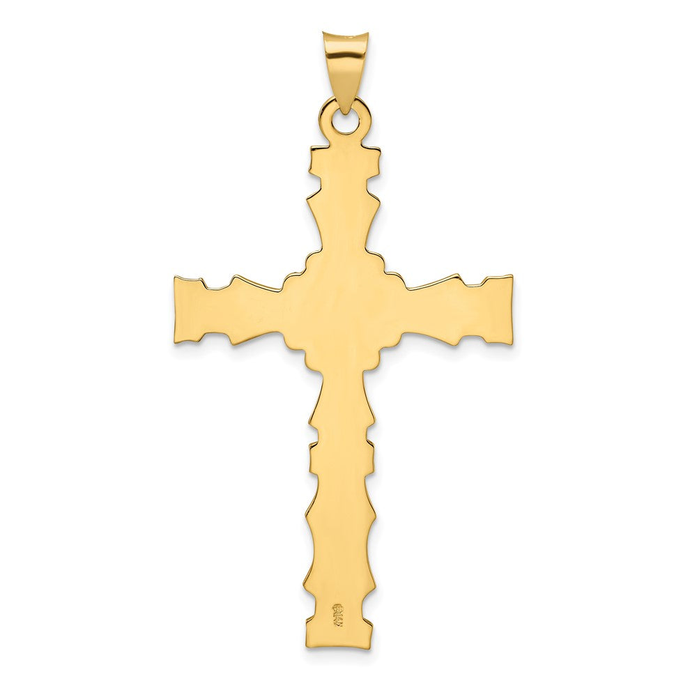 14k Polished Solid Fancy Design Cross Pendant