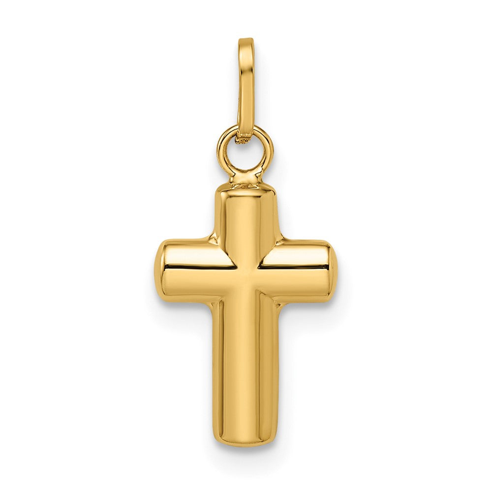 14k Polished Puffed Cross Pendant