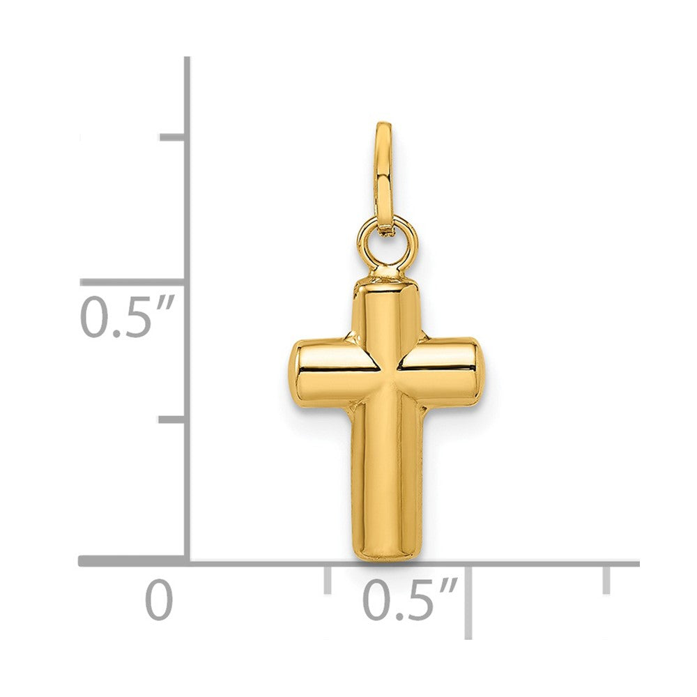 14k Polished Puffed Cross Pendant