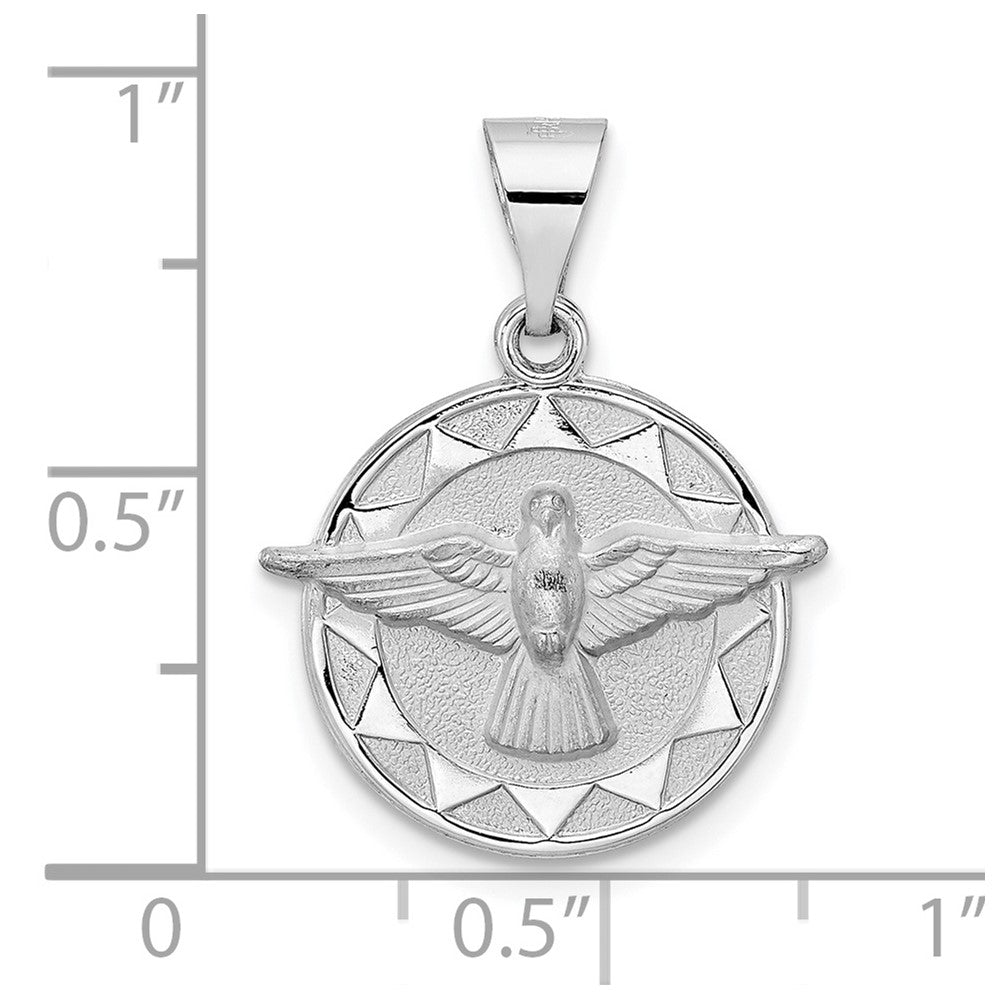 14k White Gold Polished and Satin Hollow Holy Spirit Pendant