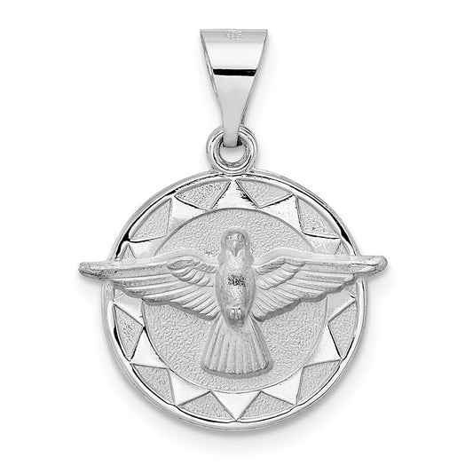14k White Gold Polished and Satin Hollow Holy Spirit Pendant