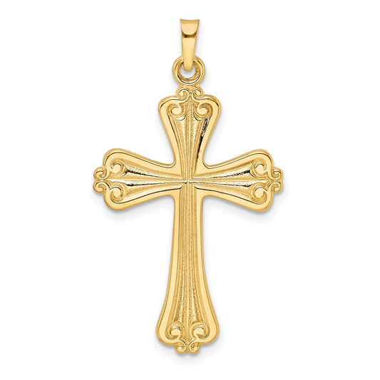 14k Polished Solid Fancy Cross Pendant