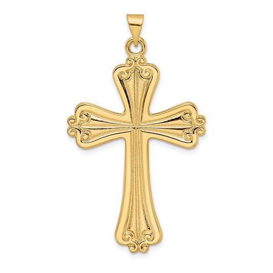 14k Polished Solid Fancy Cross Pendant