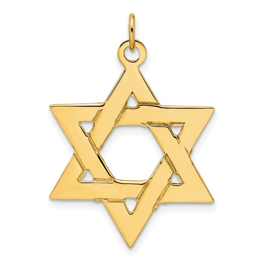 14k Polished Solid Star of David Pendant