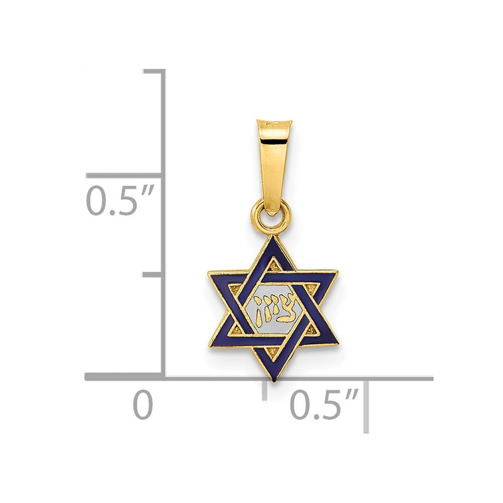 14k Polished and Enameled Solid Star of David Pendant
