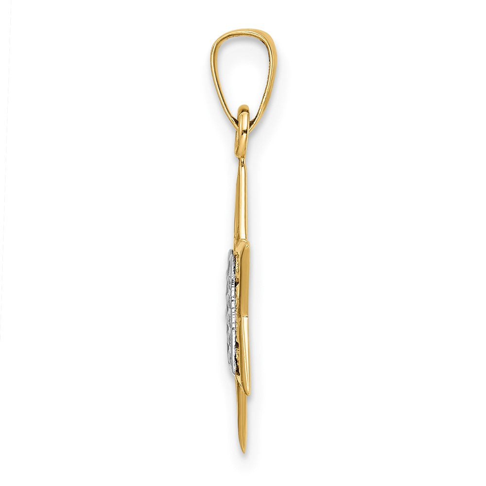14k Two-tone Polished Solid Star and Torah Pendant