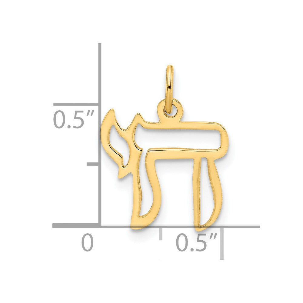 14k Polished Solid Chai Symbol Outline Pendant