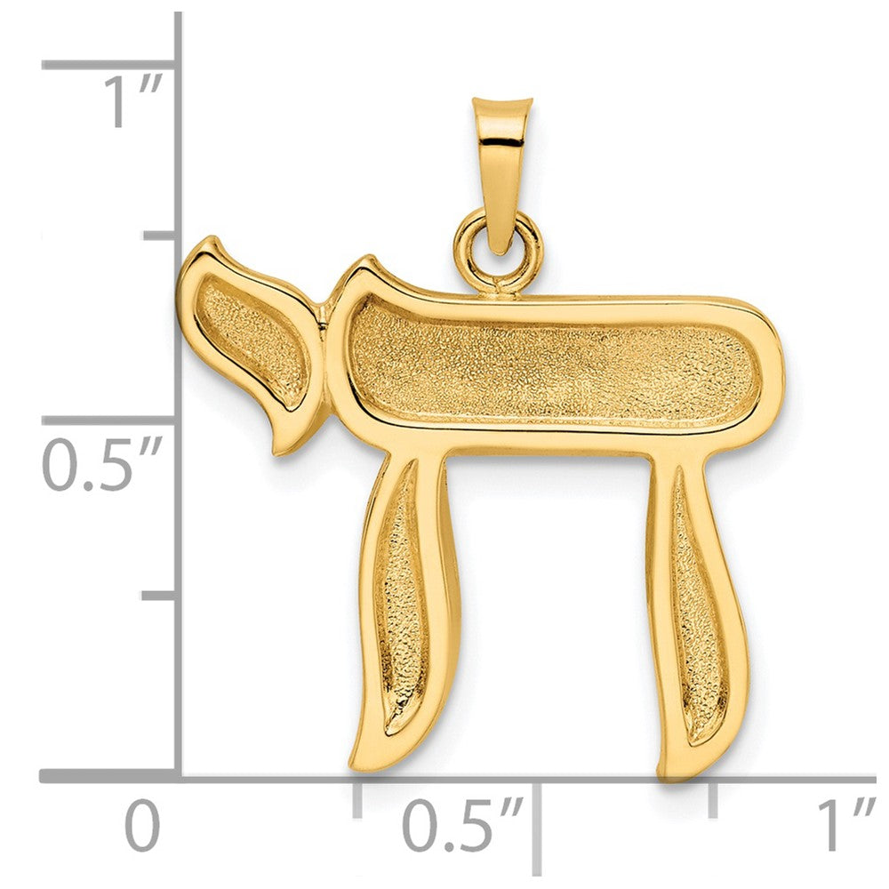 14k Polished and Textured Solid Chai Symbol Pendant