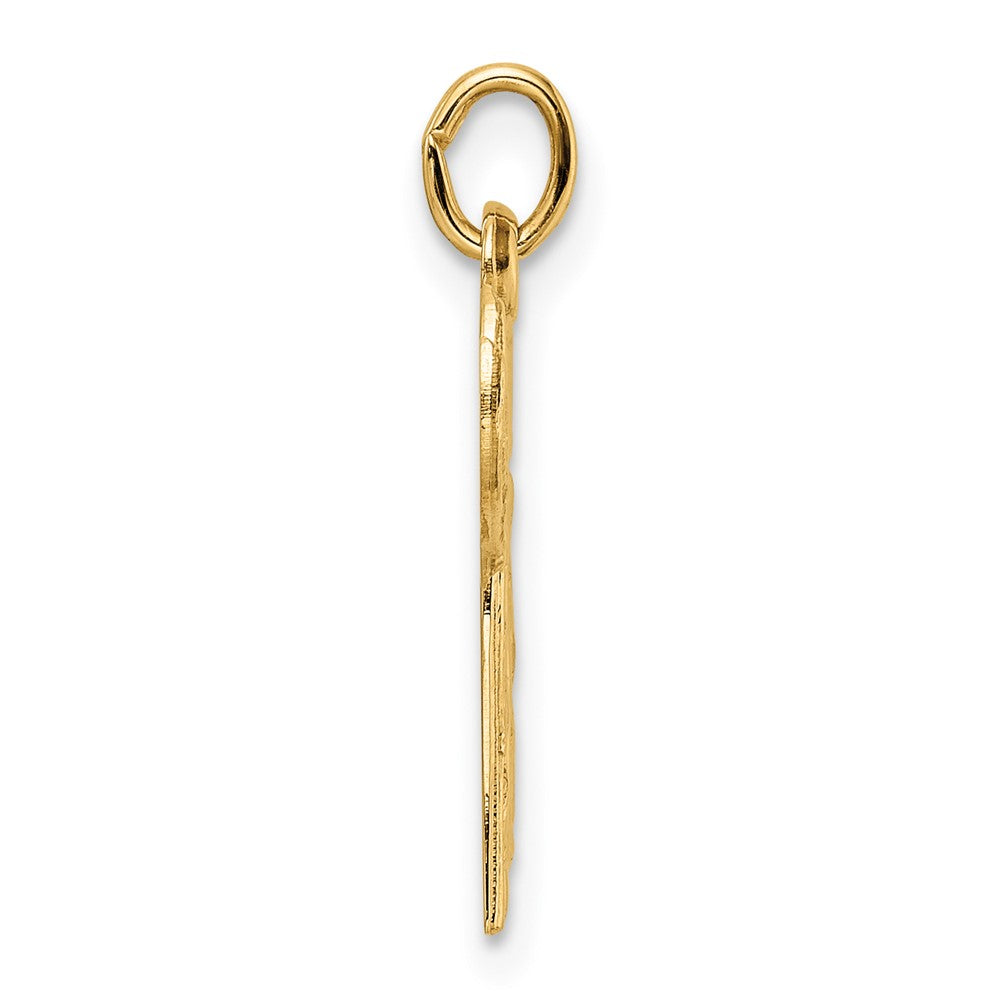14k Polished and Textured Solid Chai Symbol Pendant