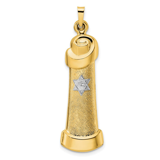 14k Two-tone Hollow Scroll Pendant
