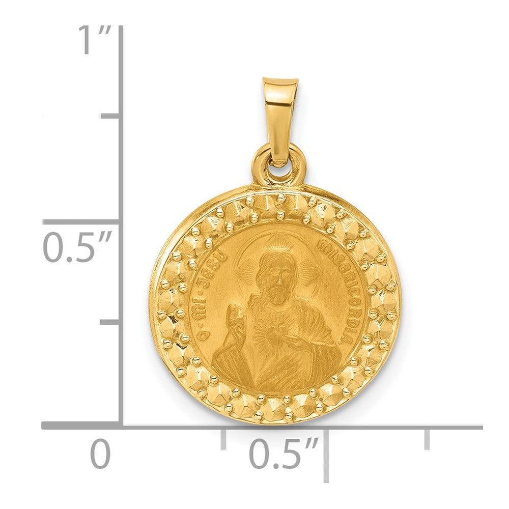 14K Hollow Sacred Heart of Jesus Medal