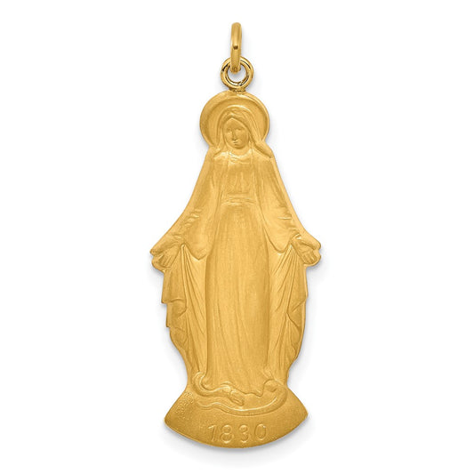 14k Hollow Miraculous Mary Plain Back Figure Charm