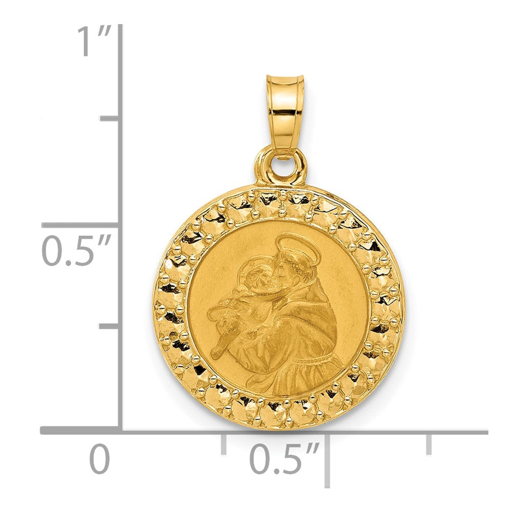 14K Polished Hollow St Anthony Medal