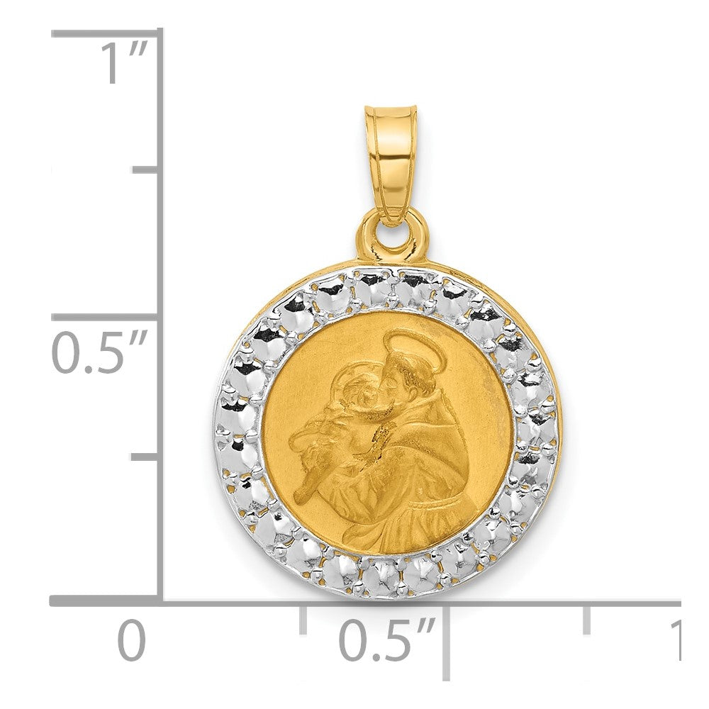 14K with White Rhodium Hollow St. Anthony Medal