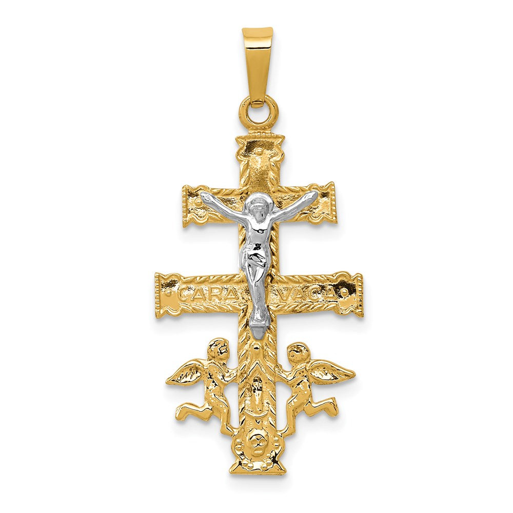 14k Two-tone Cara Vaca Crucifix Pendant