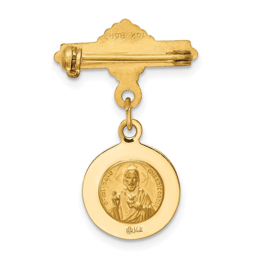 14k Reversible Queen of the Holy Scapular/Sacred Heart Medal Pin