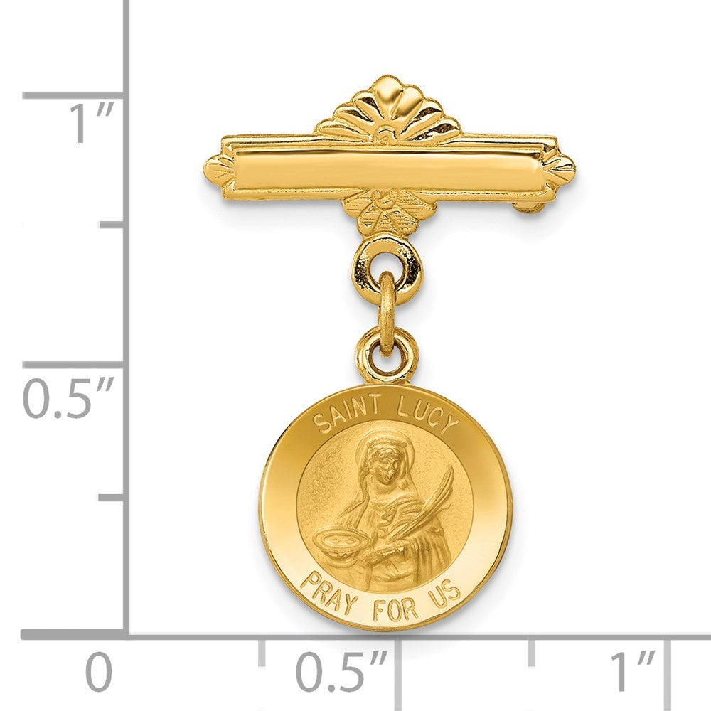 14k Saint Lucy Medal Pin