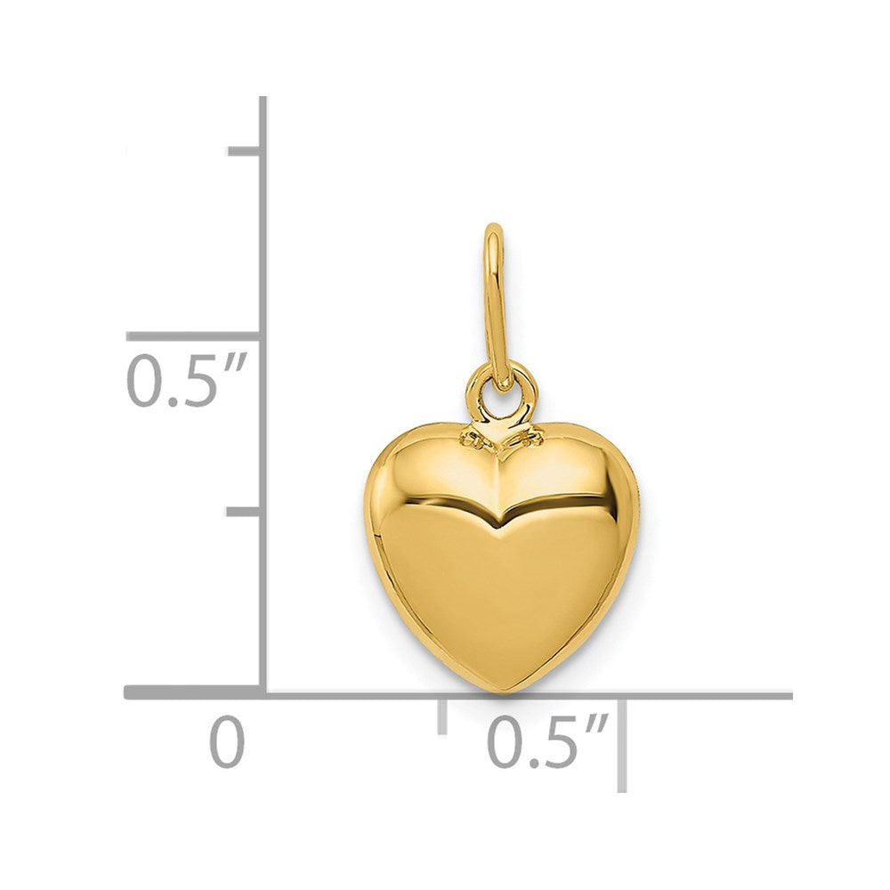 14K Polished 3-D Puffed Heart Charm