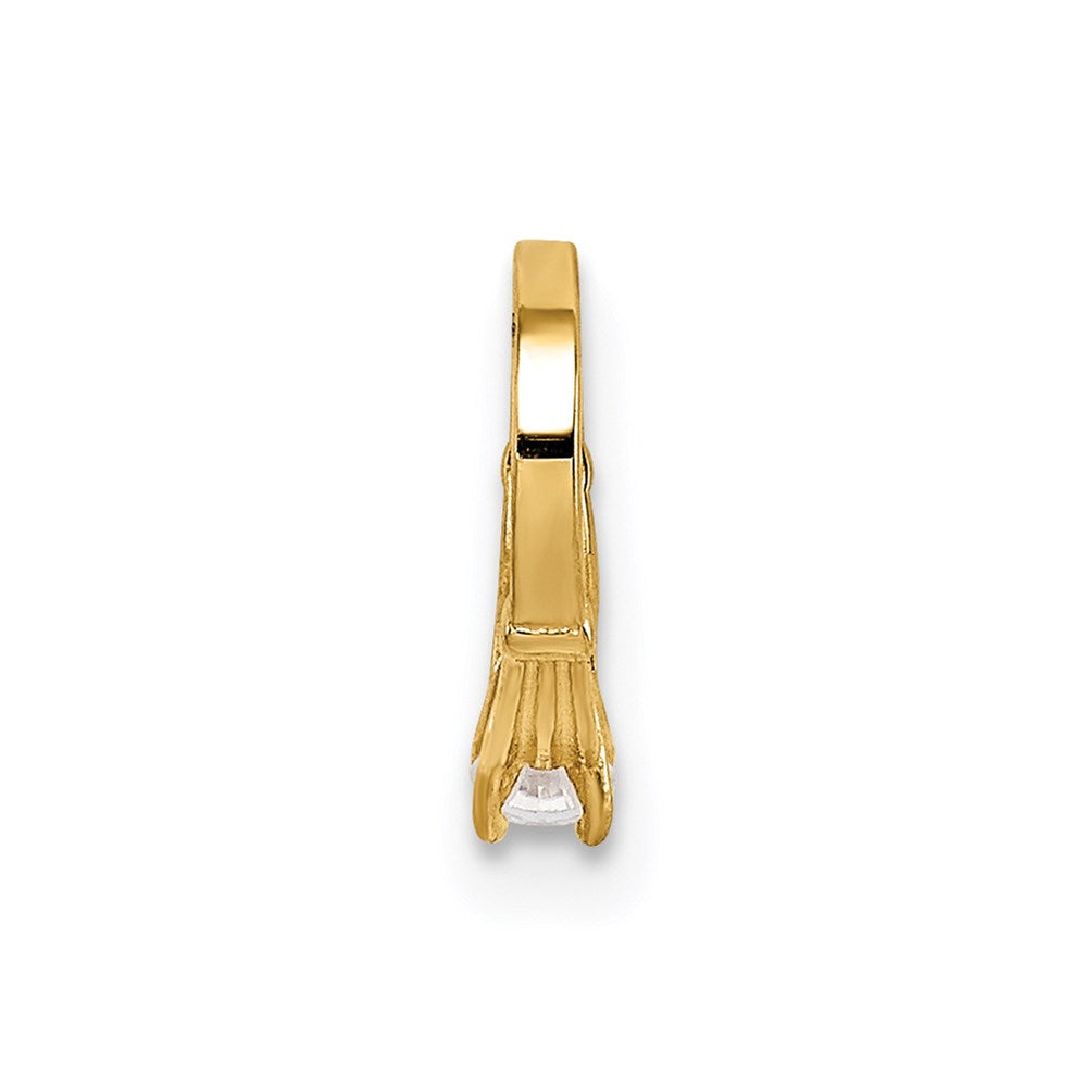 14K 3D Ring with White CZ Charm