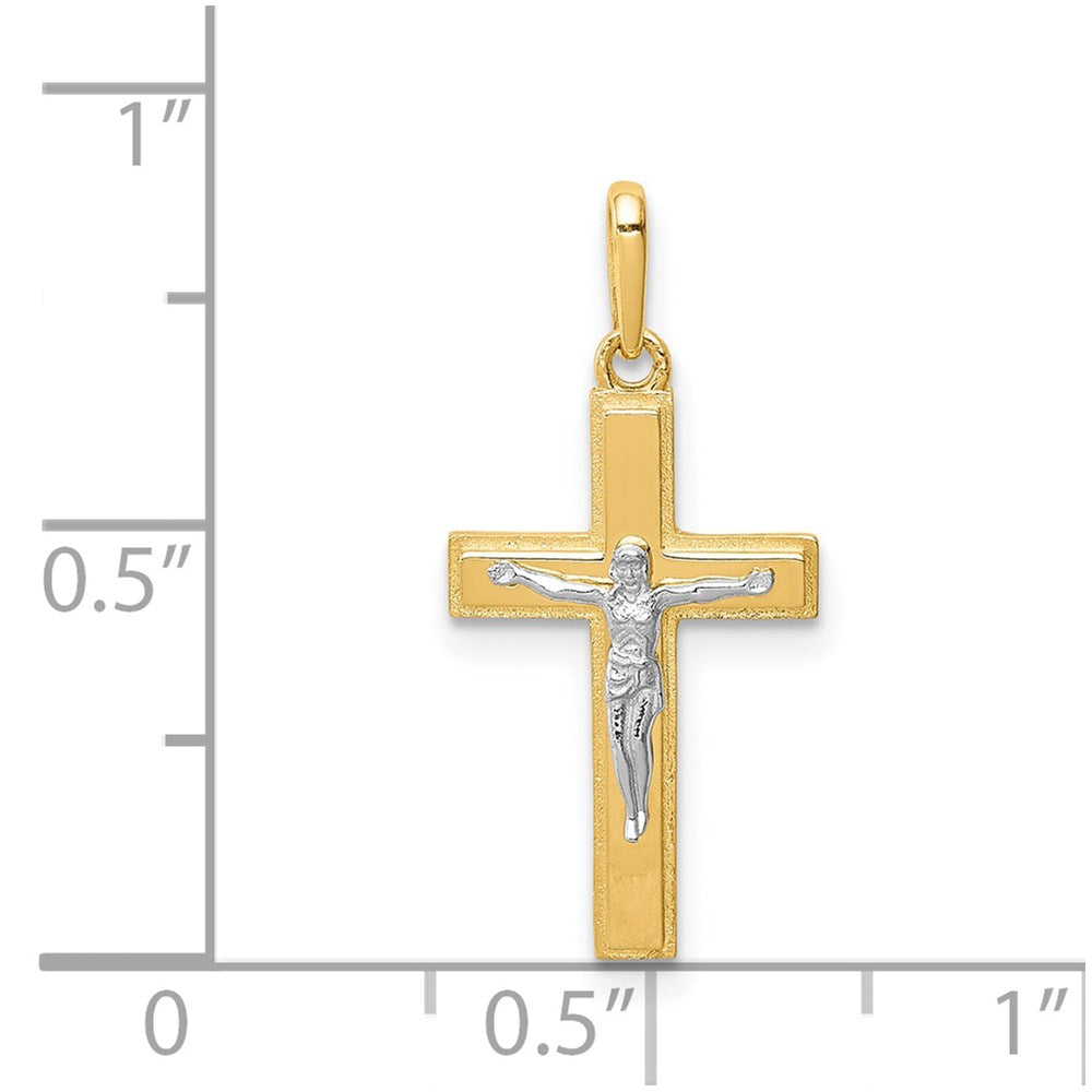 14K Two-tone Crucifix Pendant