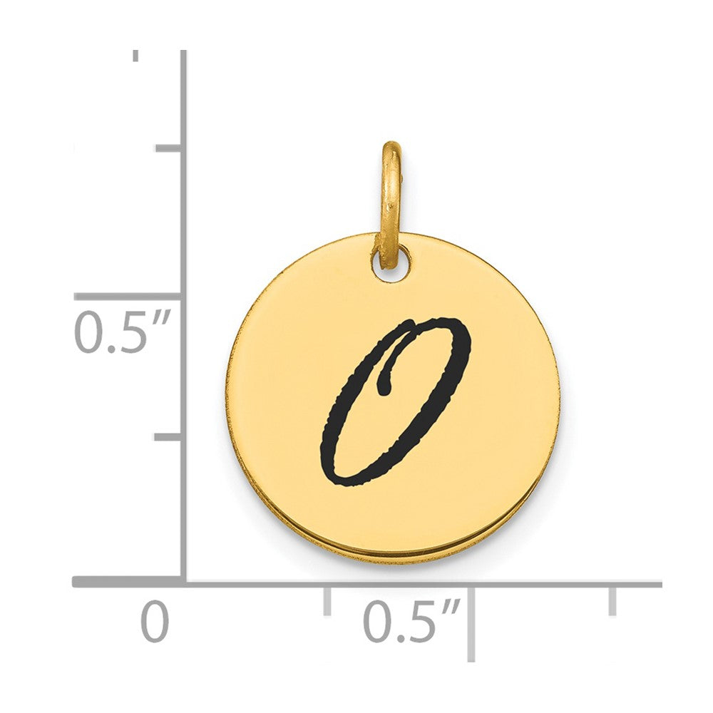 14k Polished Black Enamel Letter O Initial Disk Charm