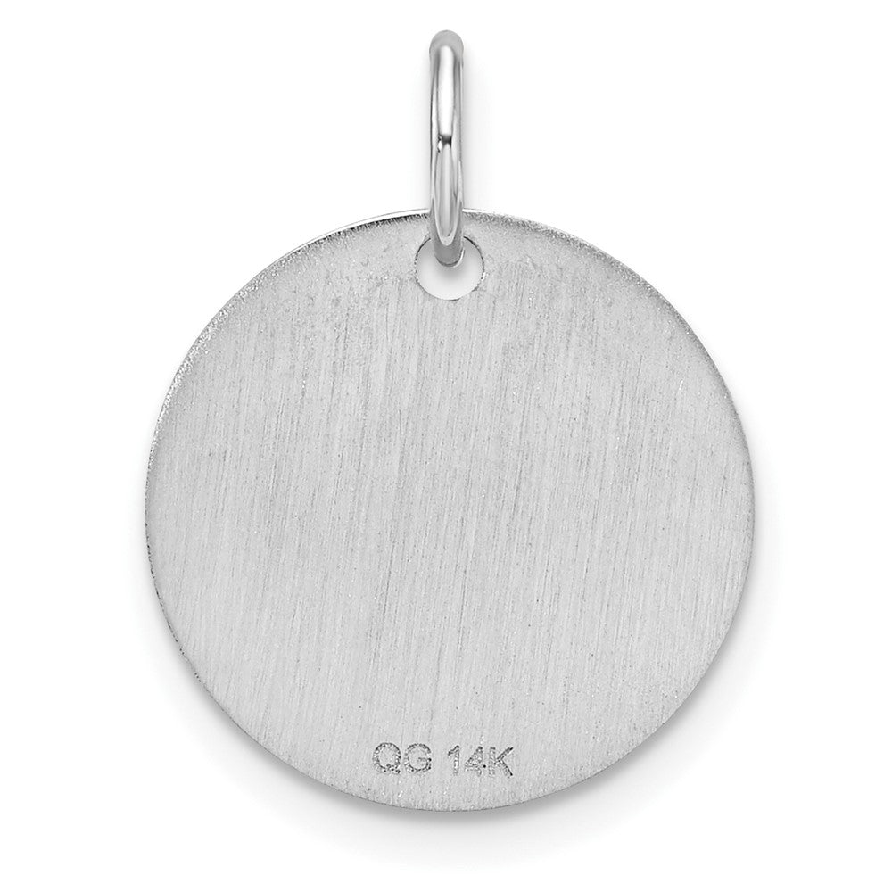 14k Polished Black Enamel Letter W Initial Disk Charm