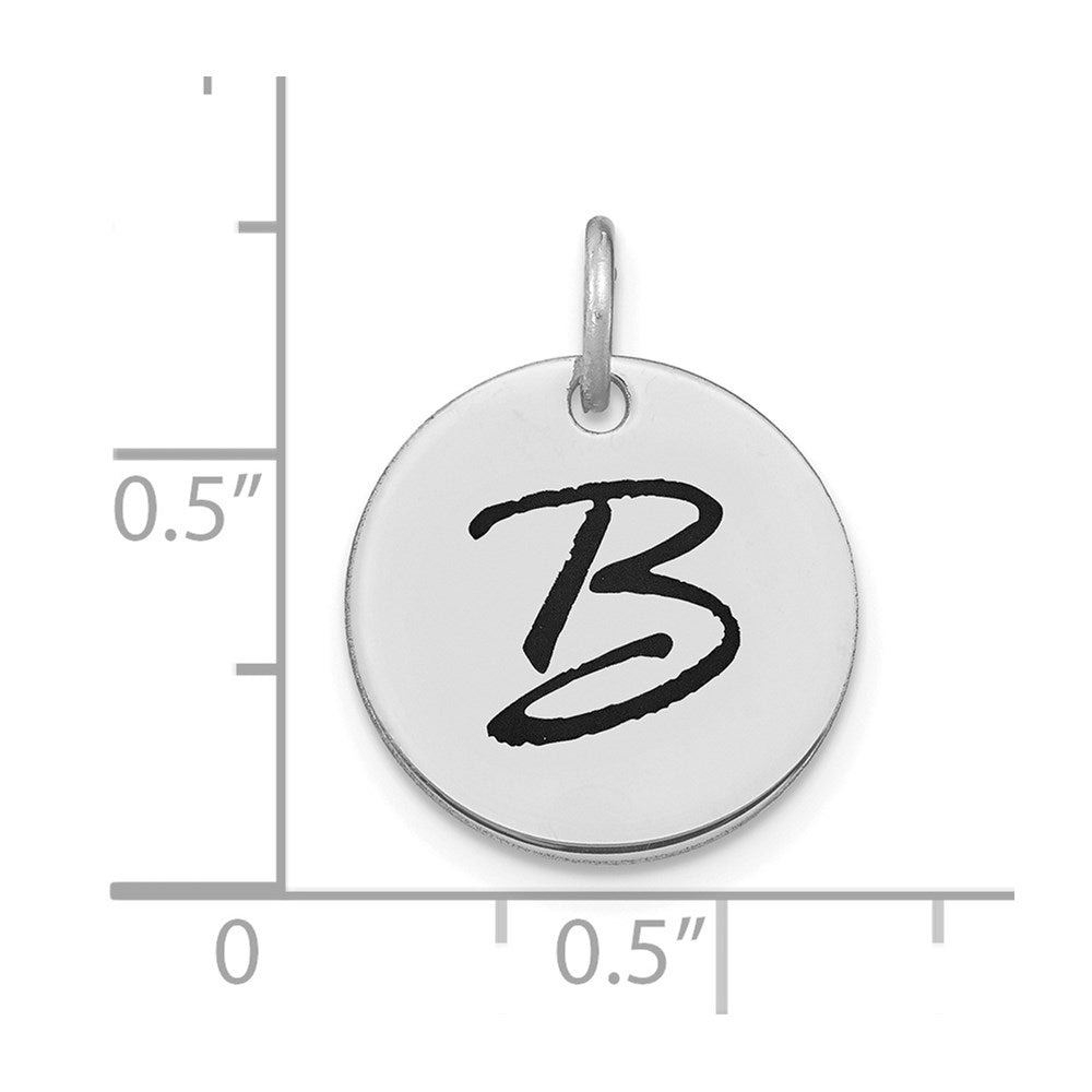 14kw Polished Black Enamel Letter B Initial Disk Charm