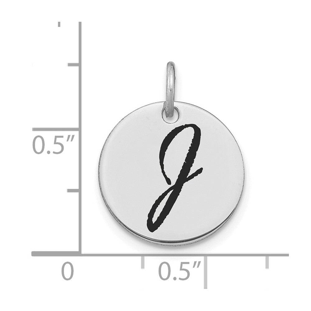 14kw Polished Black Enamel Letter J Initial Disk Charm