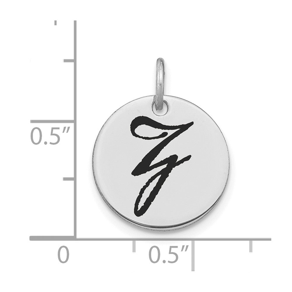 14kw Polished Black Enamel Letter Z Initial Disk Charm