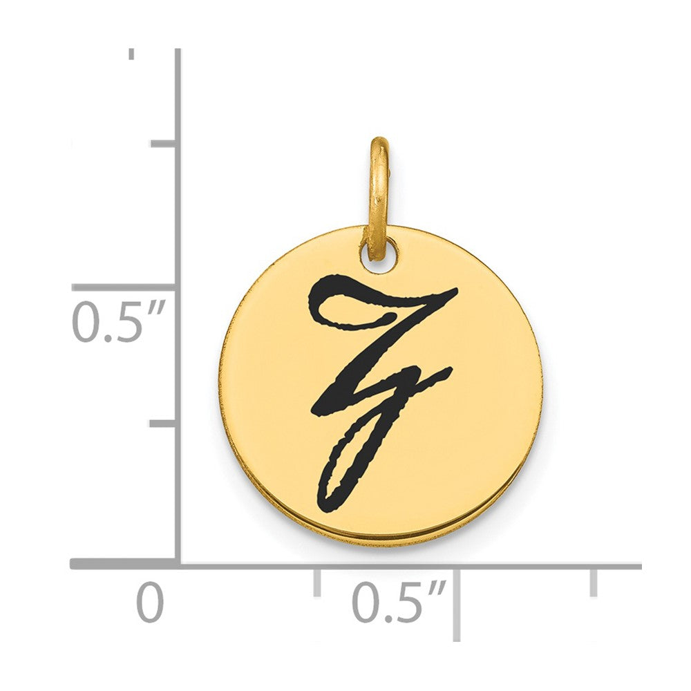 14k Polished Black Enamel Letter Z Initial Disk Charm